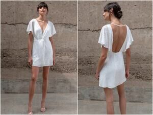 Jenny Yoo Harper Sequin Bridal Mini Dress NWT White Size 16